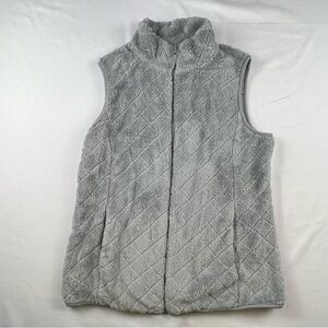 Time & Tru - Women’s Plush Fleece Vest - Medium (8-10) - Gray - Zip Front